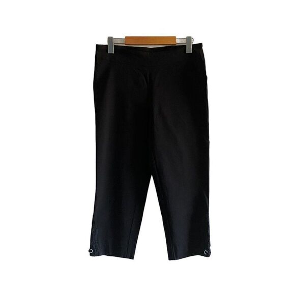 Zac and Rachel Women's Black Capris with Crochet Hem Detail US 6 - Picture 2 of 7